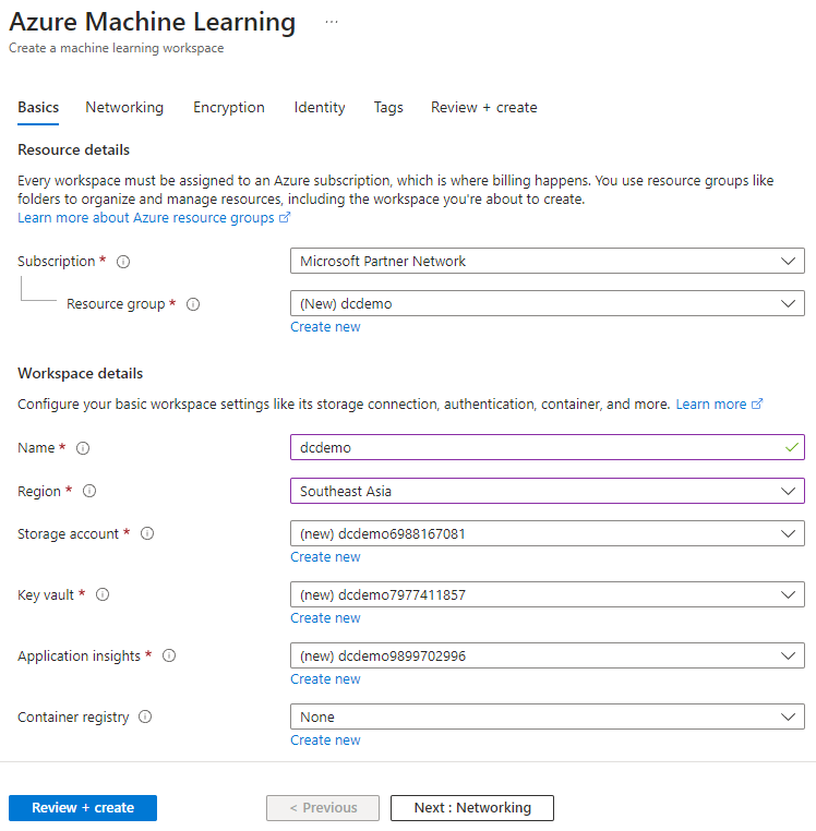 Azure Machine Learning Resource