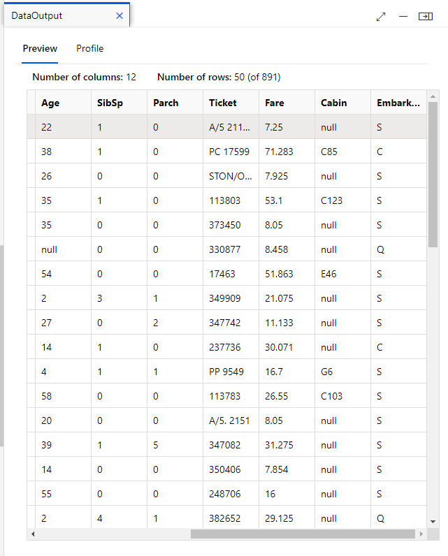 Missing Data Preview