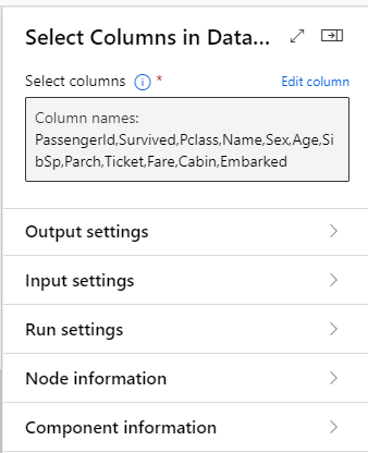 Select Columns in Dataset Settings