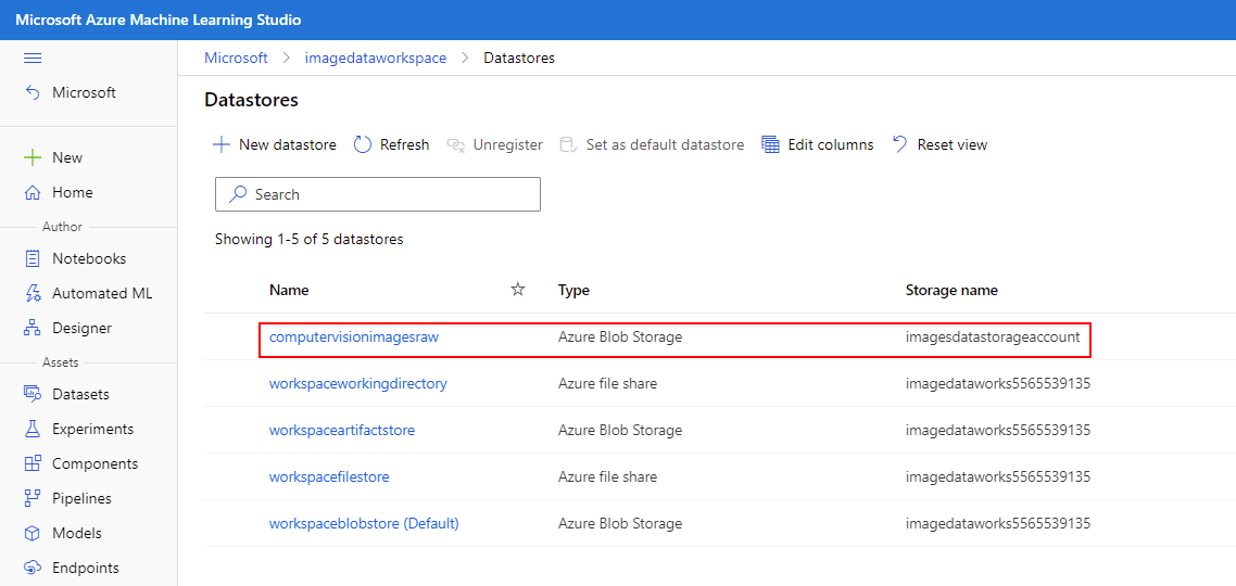 Datastore Created