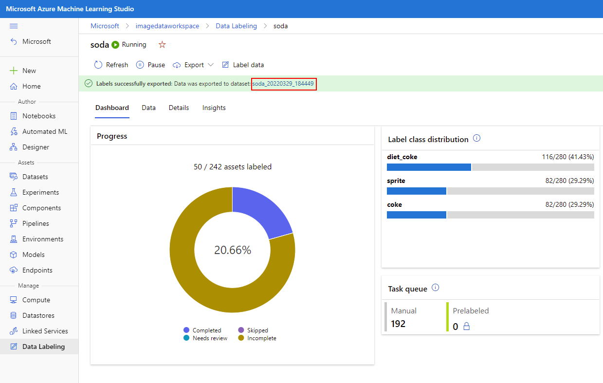 Select Exported Dataset